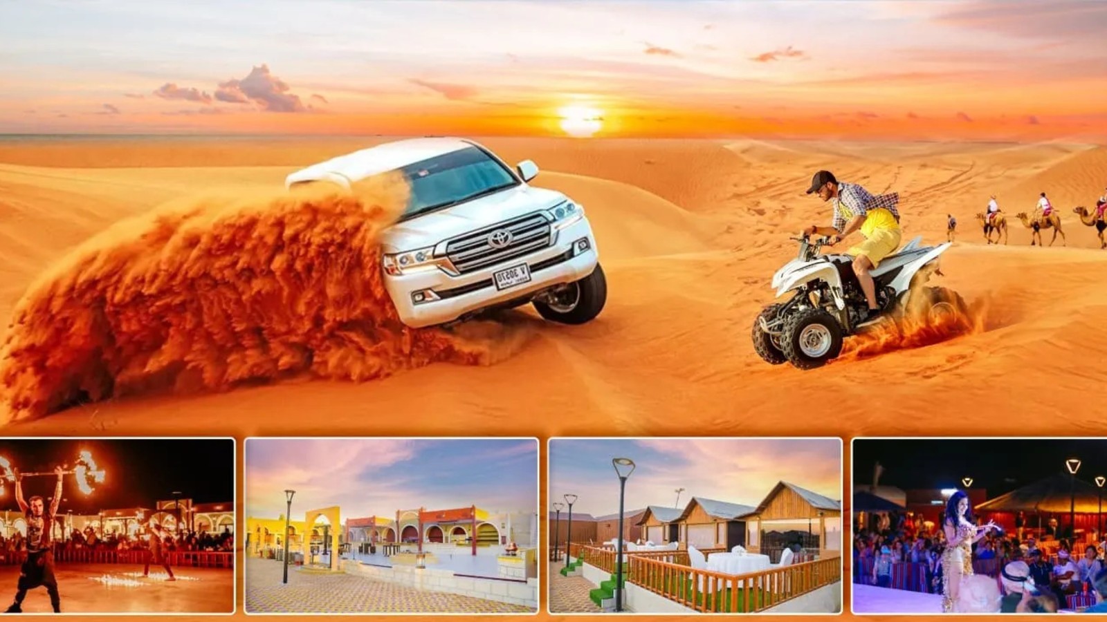 Enjoy an adrenaline-pumping ATV ride through the golden dunes of Dubai at sunset. #ATVAdventure #DubaiDesert #OutdoorFun